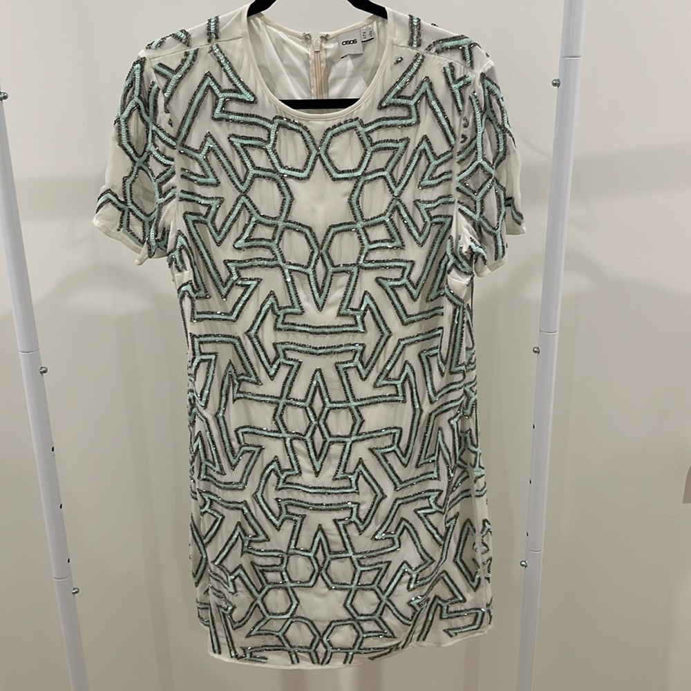 asos white sequin dress